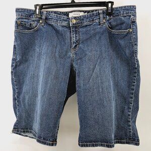 Torrid Women's 22 Blue Denim Mid Riser Bermuda Summer Casual Jean Shorts